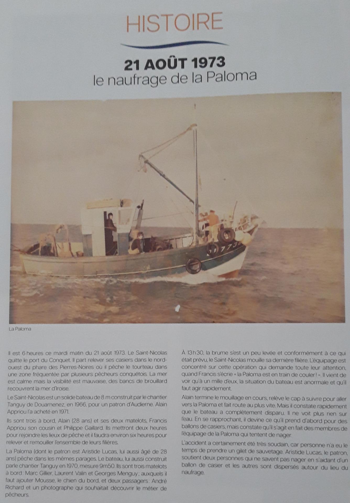 Naufrage paloma 21 08 1973